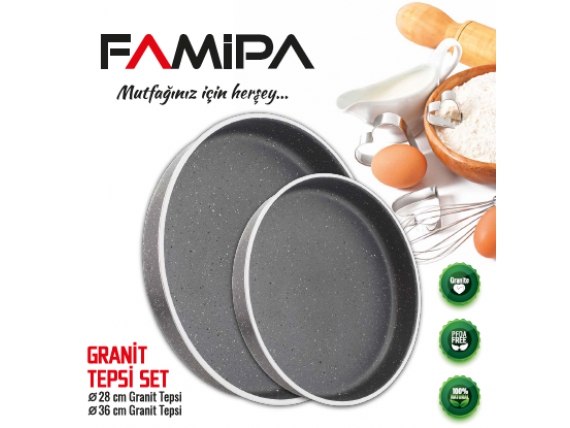 Famipa Granit Fırın Tepsi Set 2'Li Metalik